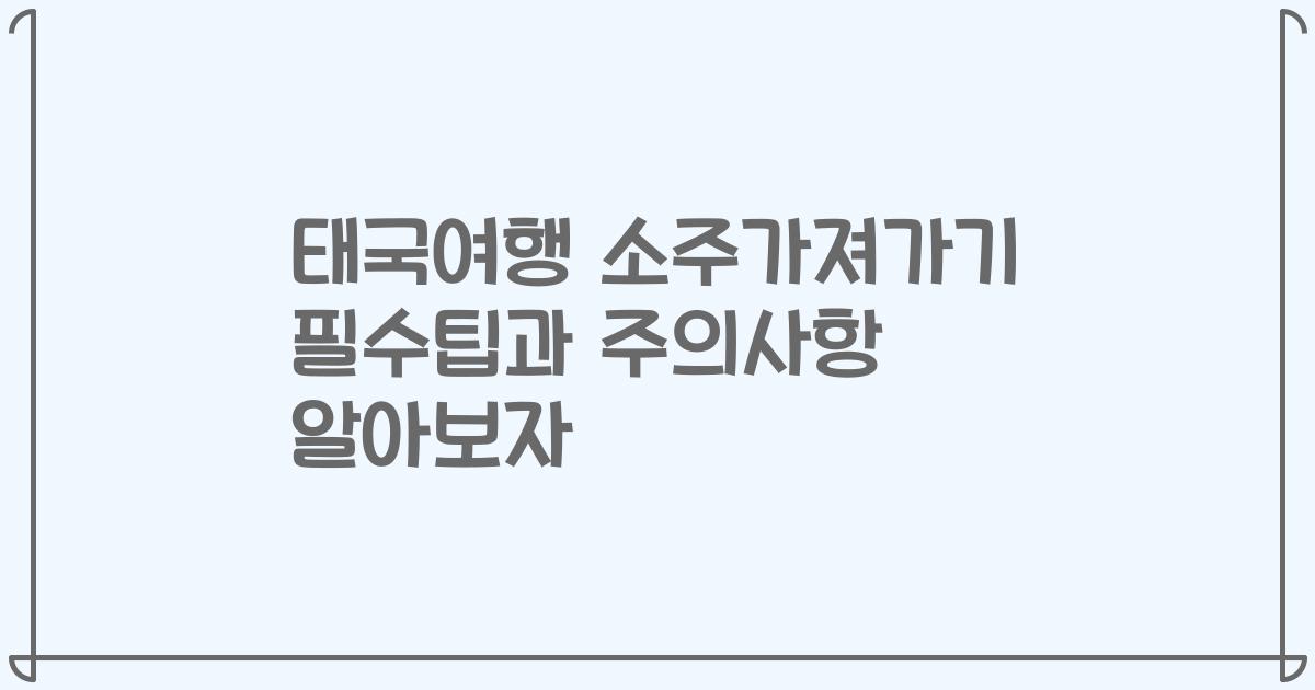 태국여행 소주가져가기 필수팁과 주의사항 알아보자