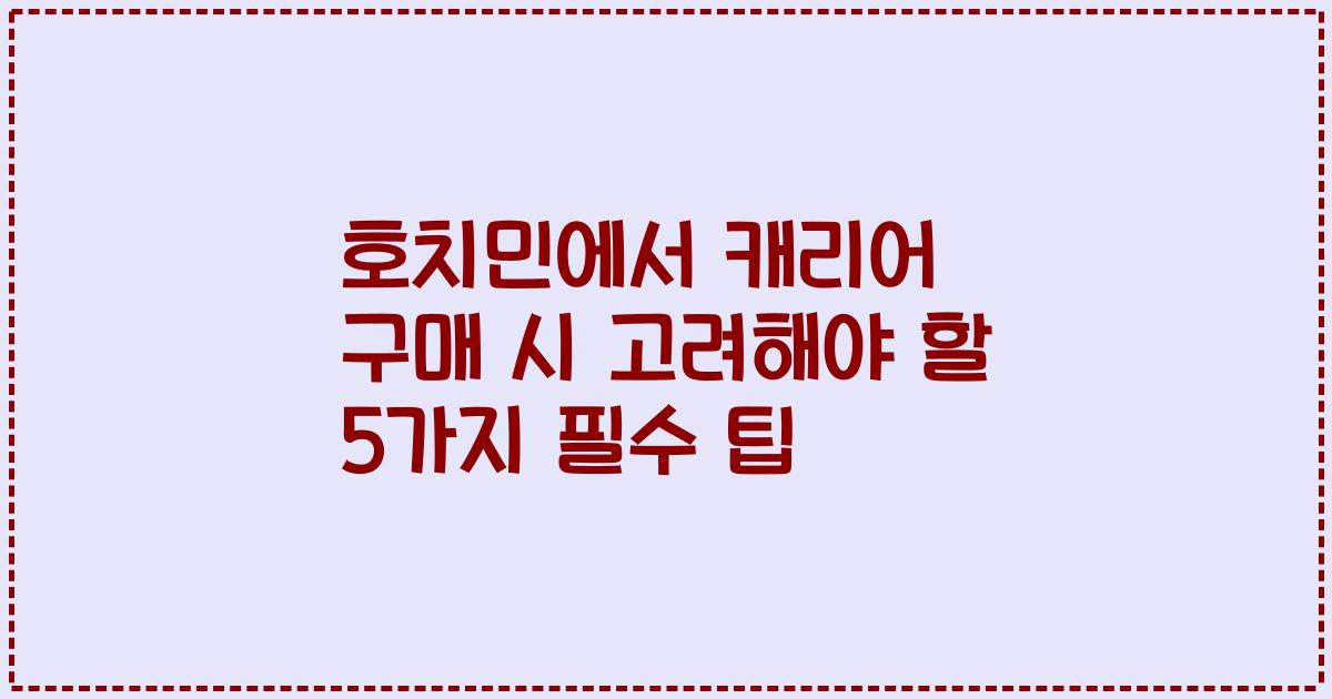 호치민에서 캐리어 구매 시 고려해야 할 5가지 필수 팁