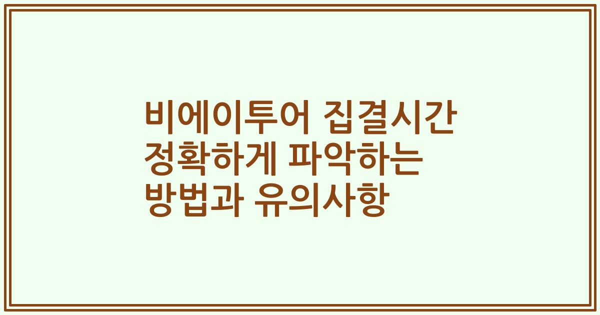 비에이투어 집결시간 정확하게 파악하는 방법과 유의사항