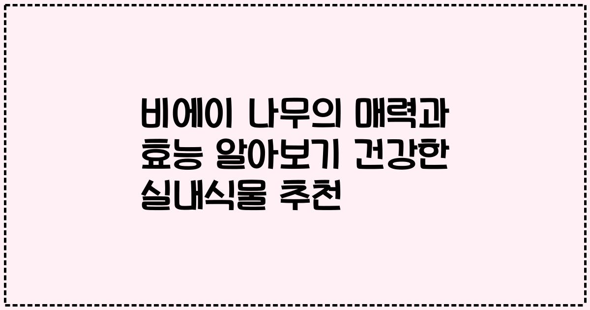 비에이 나무의 매력과 효능 알아보기 건강한 실내식물 추천