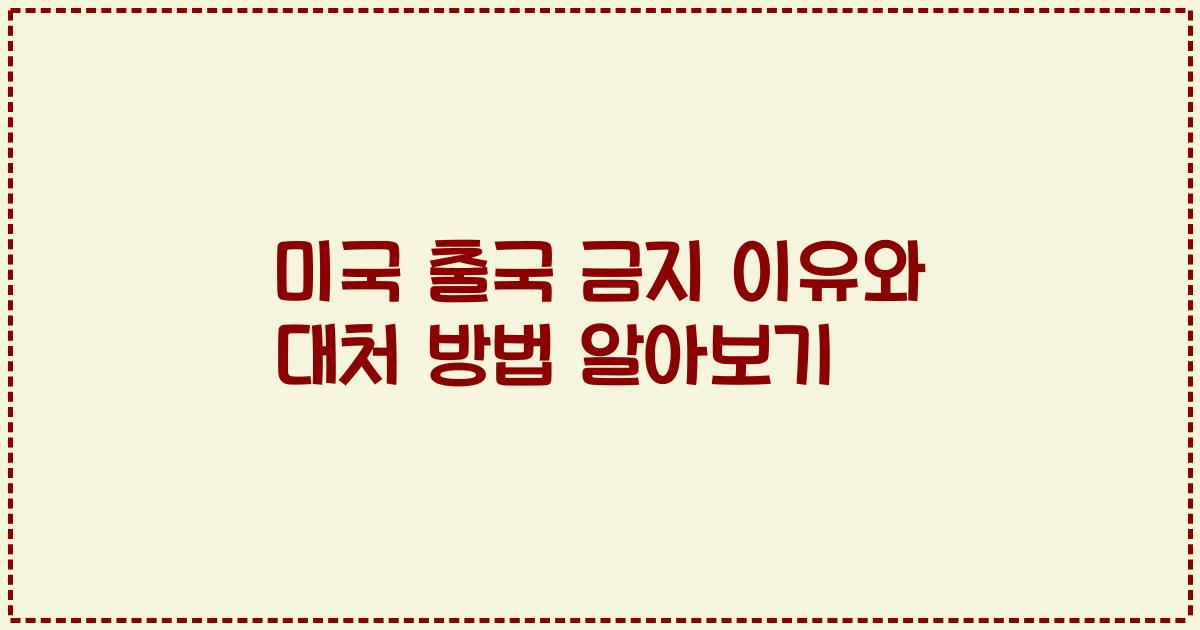 미국 출국 금지 이유와 대처 방법 알아보기