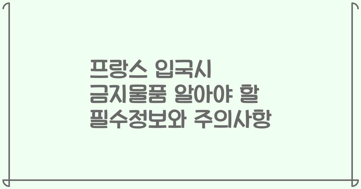 프랑스 입국시 금지물품 알아야 할 필수정보와 주의사항